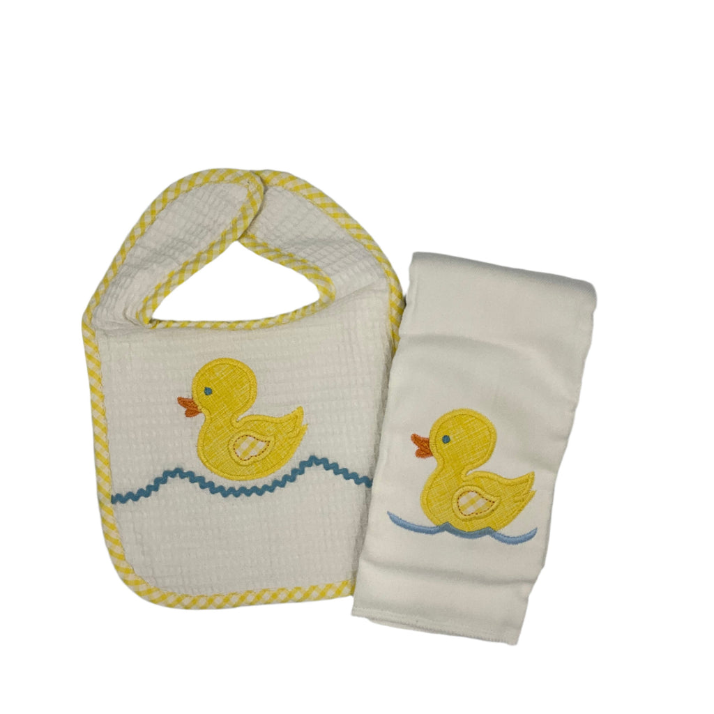 Yellow Duck Burp & Bib Set