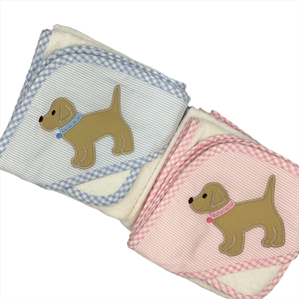 Hooded Towel - Pink Lab Puppy