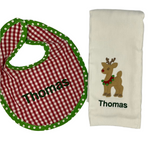 Christmas Reindeer Burp & Bib Set