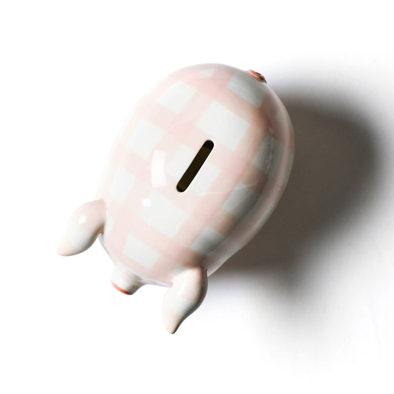 Gingham Piggy Bank