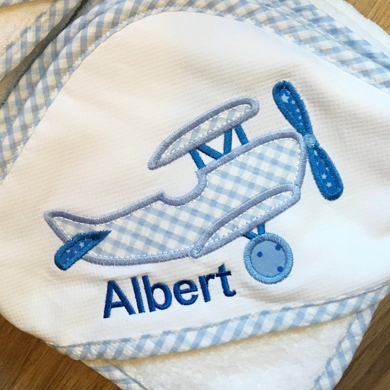 Hooded Towel - Blue Airplane