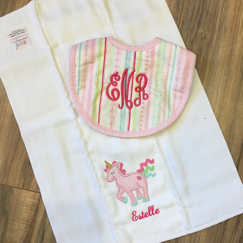 Applique Burp & Bib Set