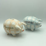 Gingham Piggy Bank